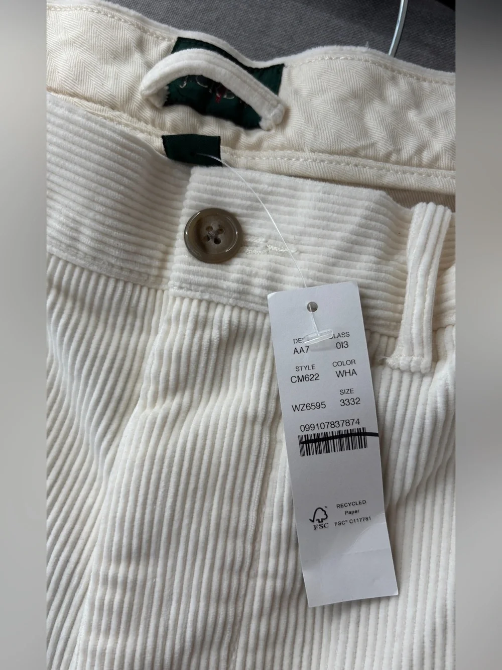 J.Crew Classic-fit 10-wale corduroy trouser 33/32